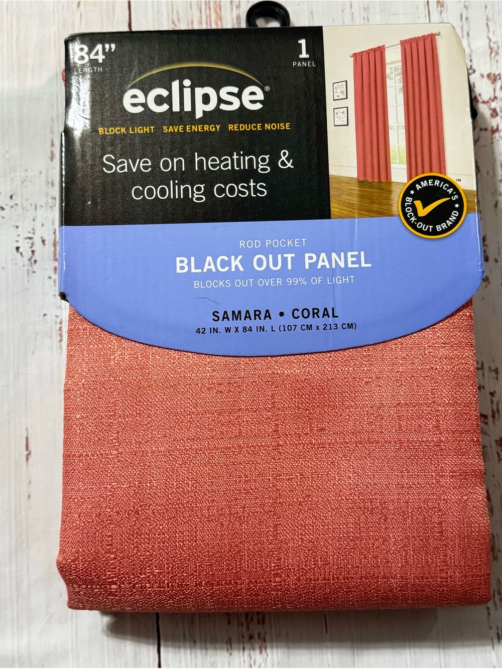 NWT Eclipse Samara Coral Blackout Curtain Panel